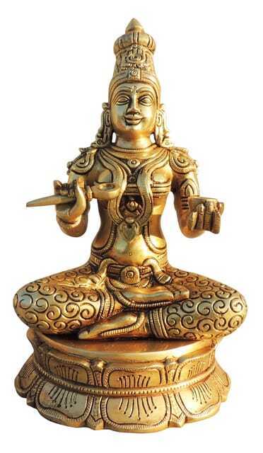 Brass Maa Annapurna Devi Statue Hindu Goddess Idol Religious Sculpture 10.5 Inch