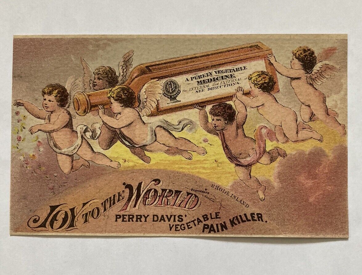 Perry Davis Vegetable Pain Killer Victorian Trade Card Quack Medicine Cherubs