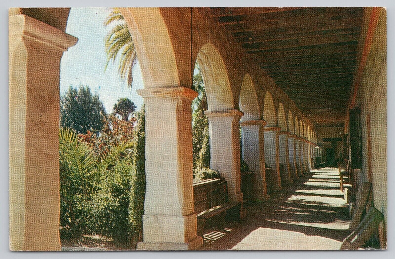 Postcard Santa Barbara Mission Cloister CA C1961