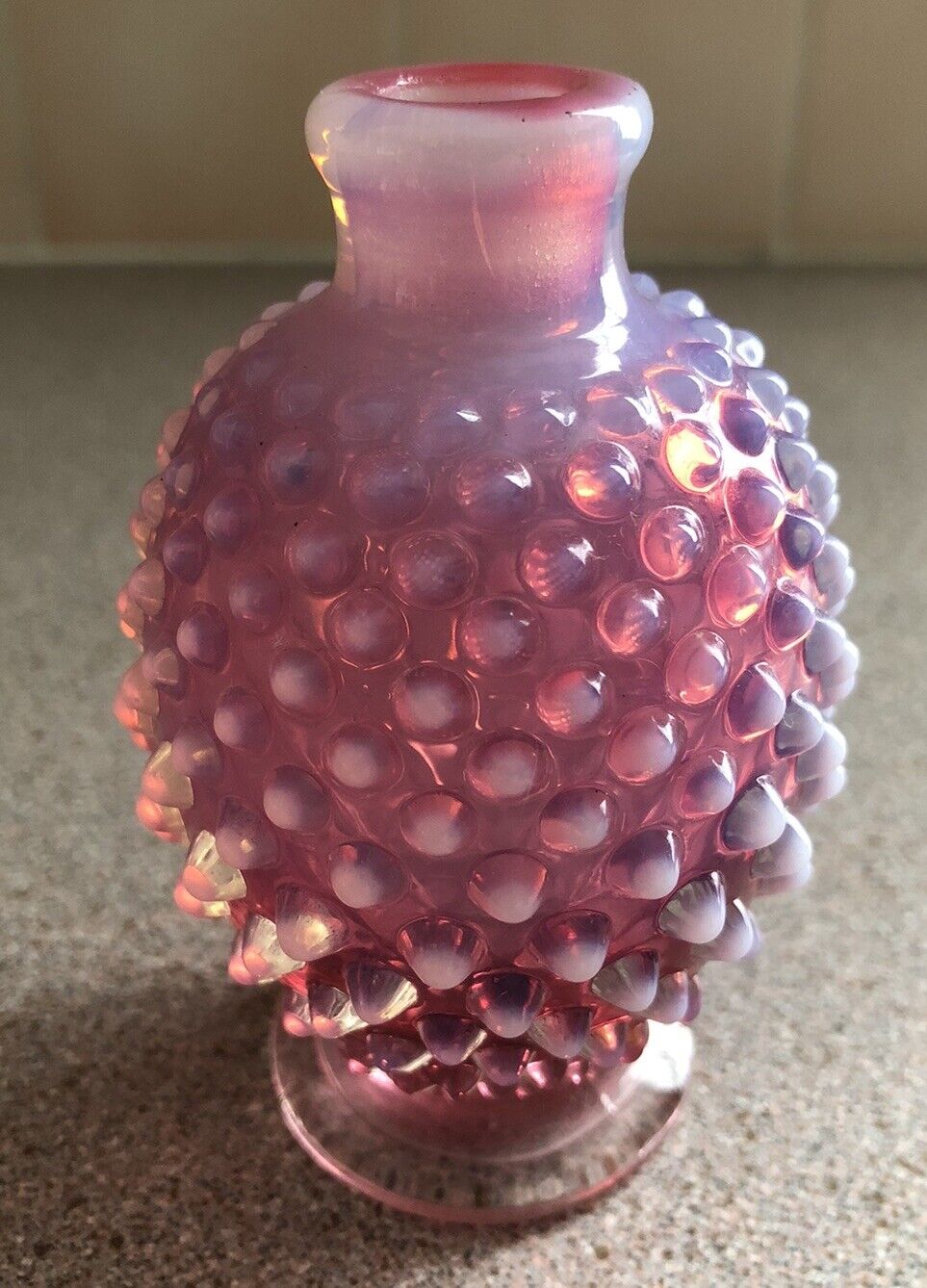 Fenton cranberry opalescent hobnail Perfume Bottle