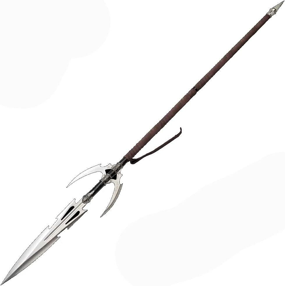 KIT RAE Allaxdrow Spear - Stainless Steel Blades, Blackened Steel Shaft, Leather