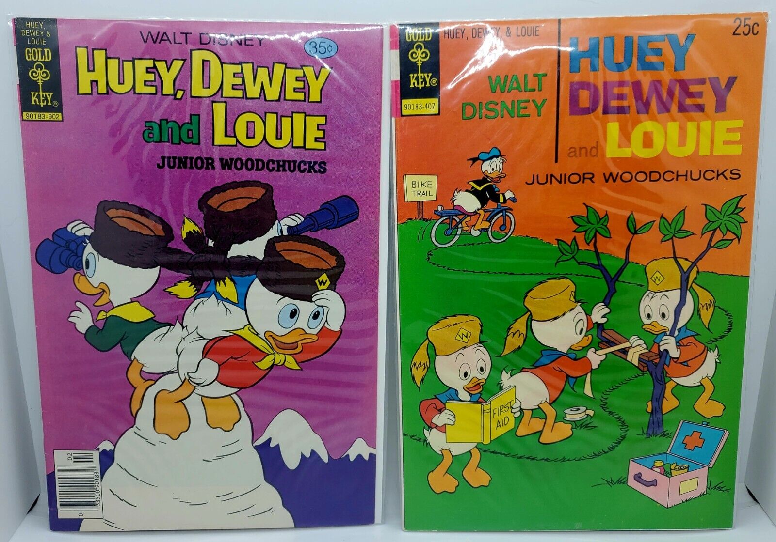Vintage LOT of 2 Disney's Huey, Dewey and Louie Jr Woodchucks #27 & #54 Gold Key