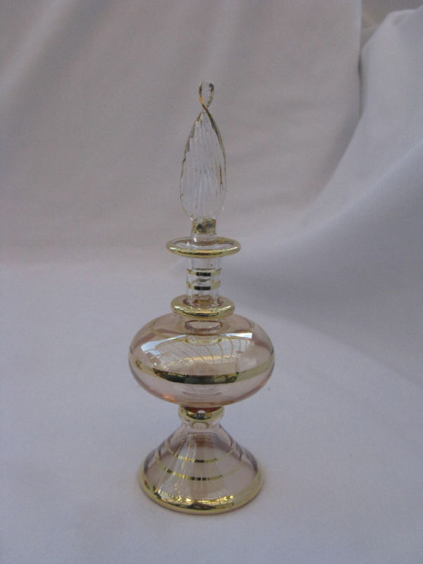 Egyptian Glass Perfume Bottle Hand Made Colored 4.5\
