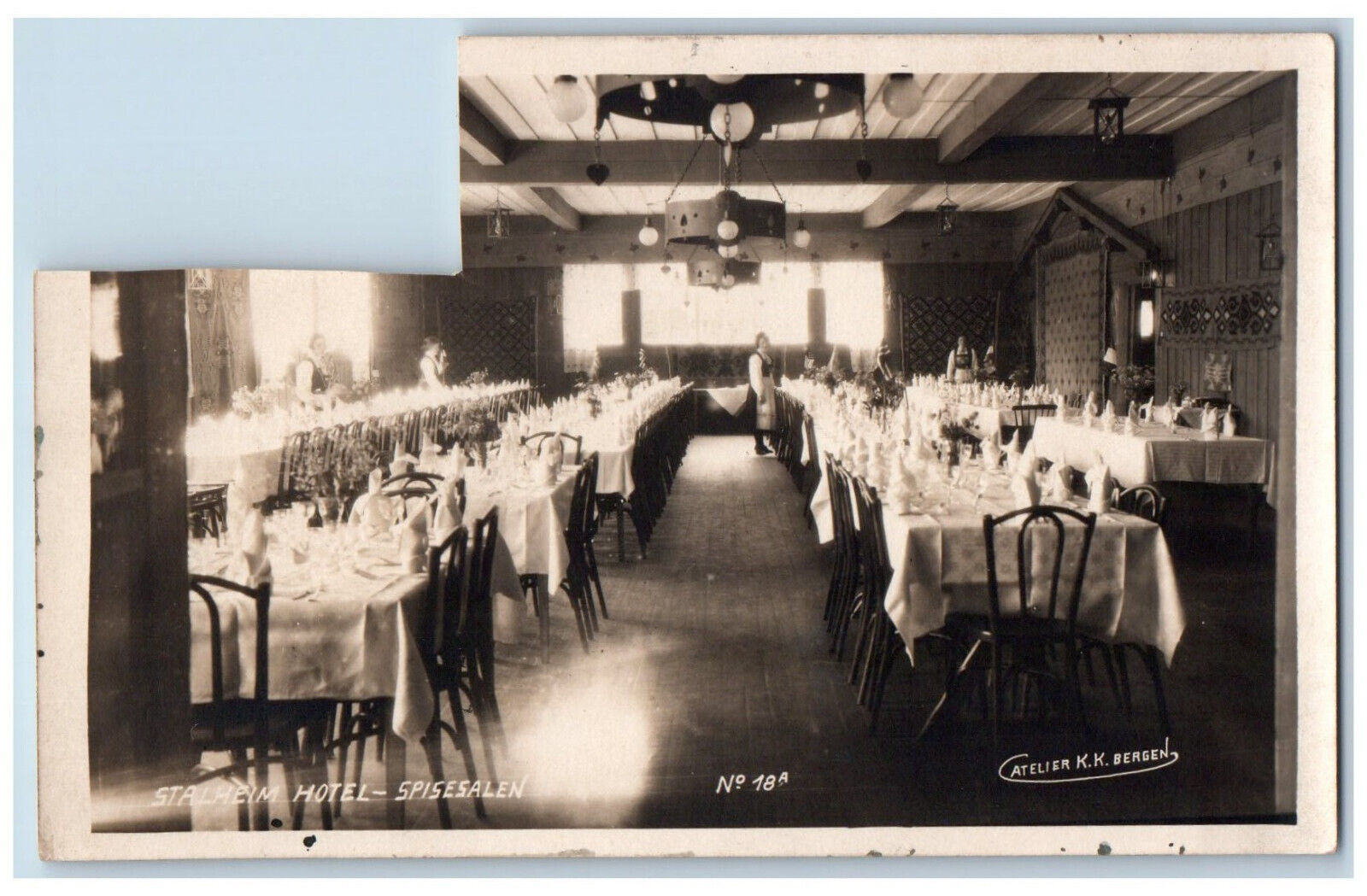 Stalheim Norway Postcard Stalheim Hotel Dining Room 1924 Posted RPPC Photo