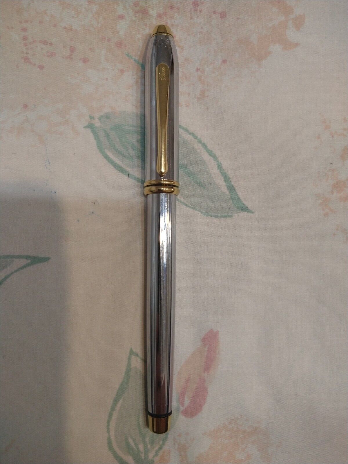 Cross Townsend Gold Plated Trim Lustrous Chrome Roller Ball Pen Made In USA