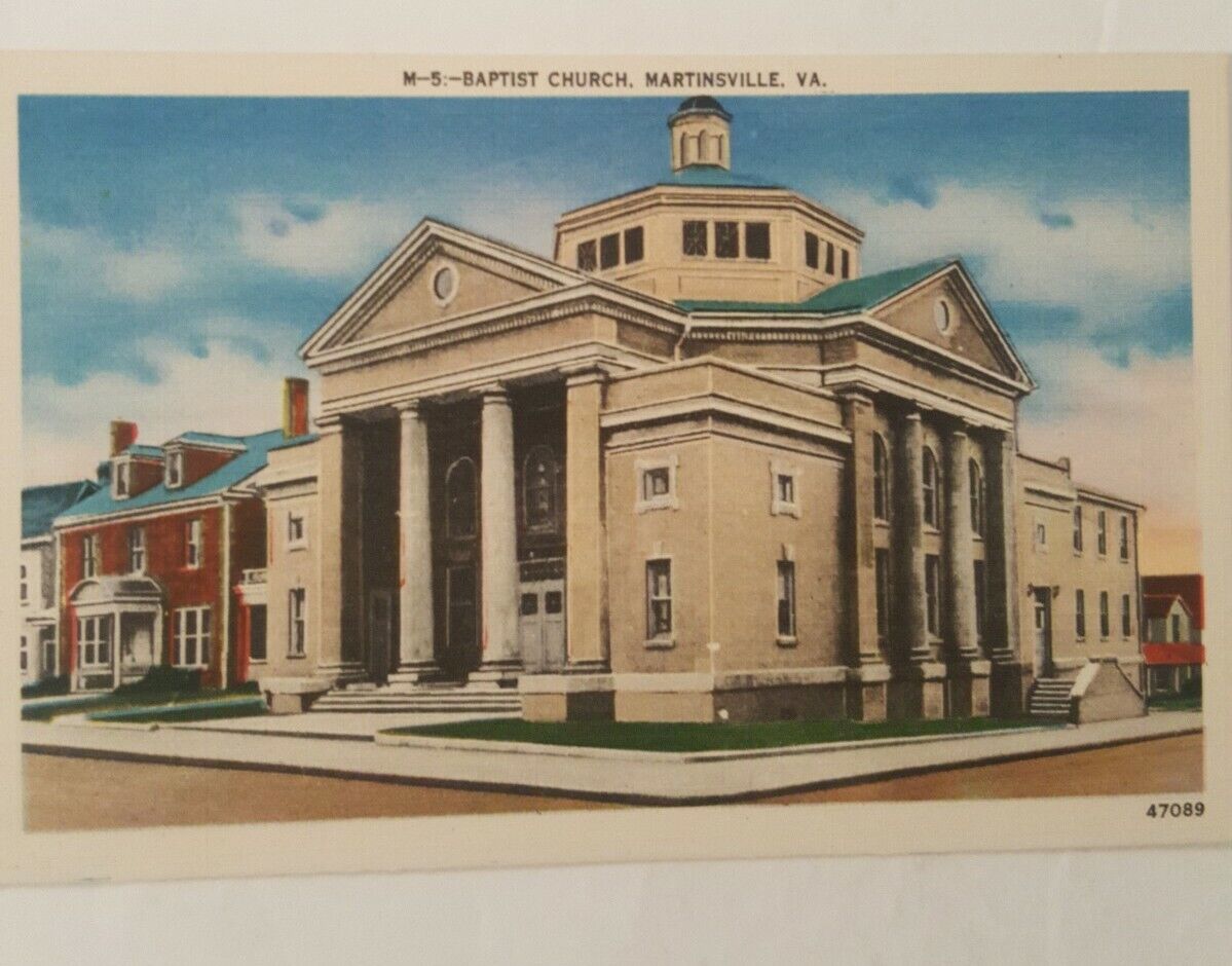 vintage VIRGINIA postcard Baptist church MARTINSVILLE   VA 1940s