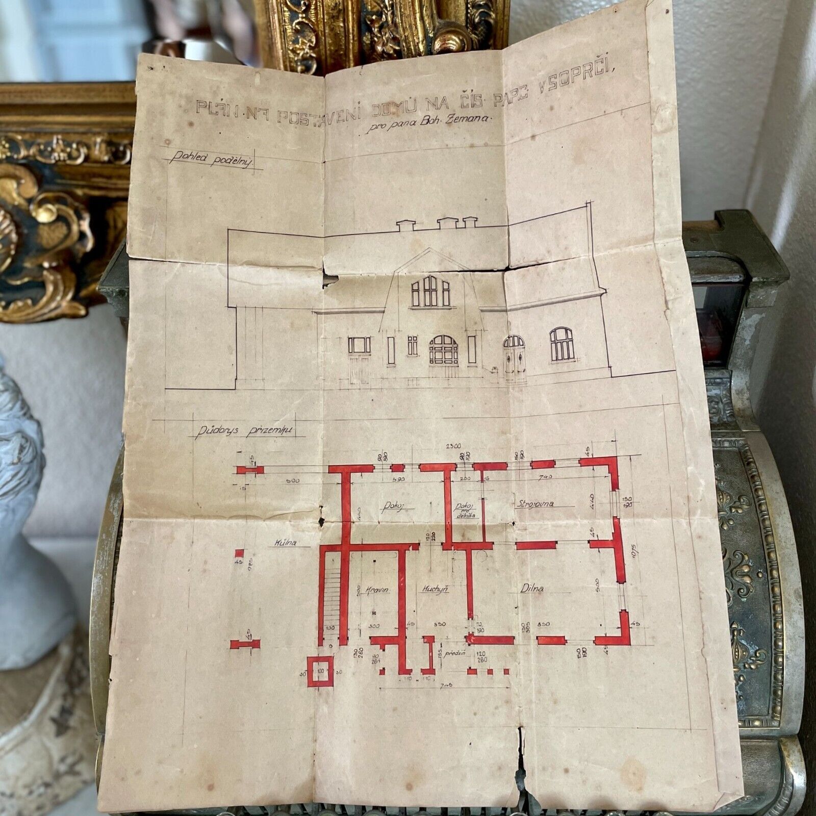Antique Austro-Hungarian House Plans Blueprints Document Floorplan Original