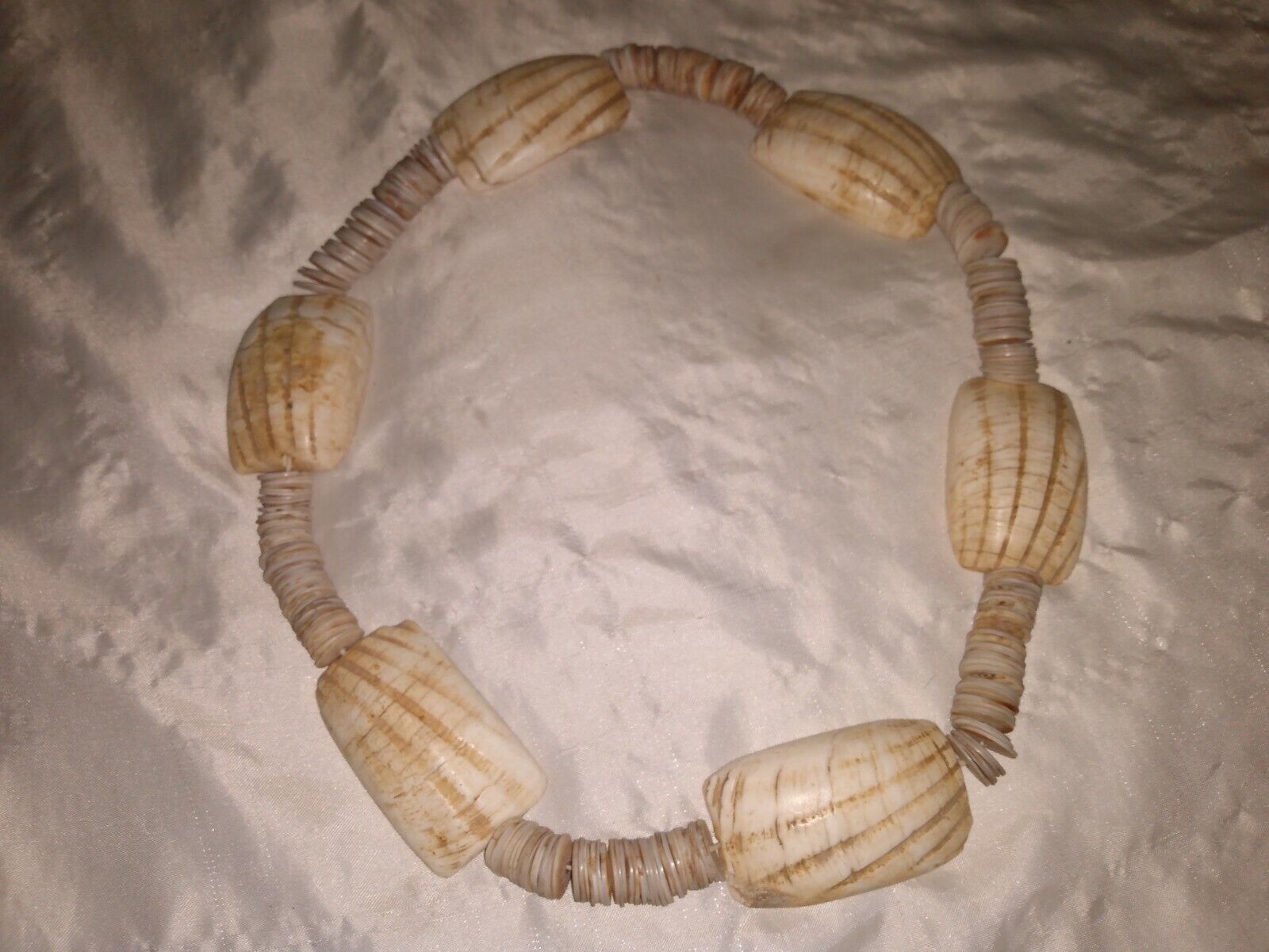 Vintage/Antique Big Conch Shell African Made & Tribal Worn Trade Bead Necklace