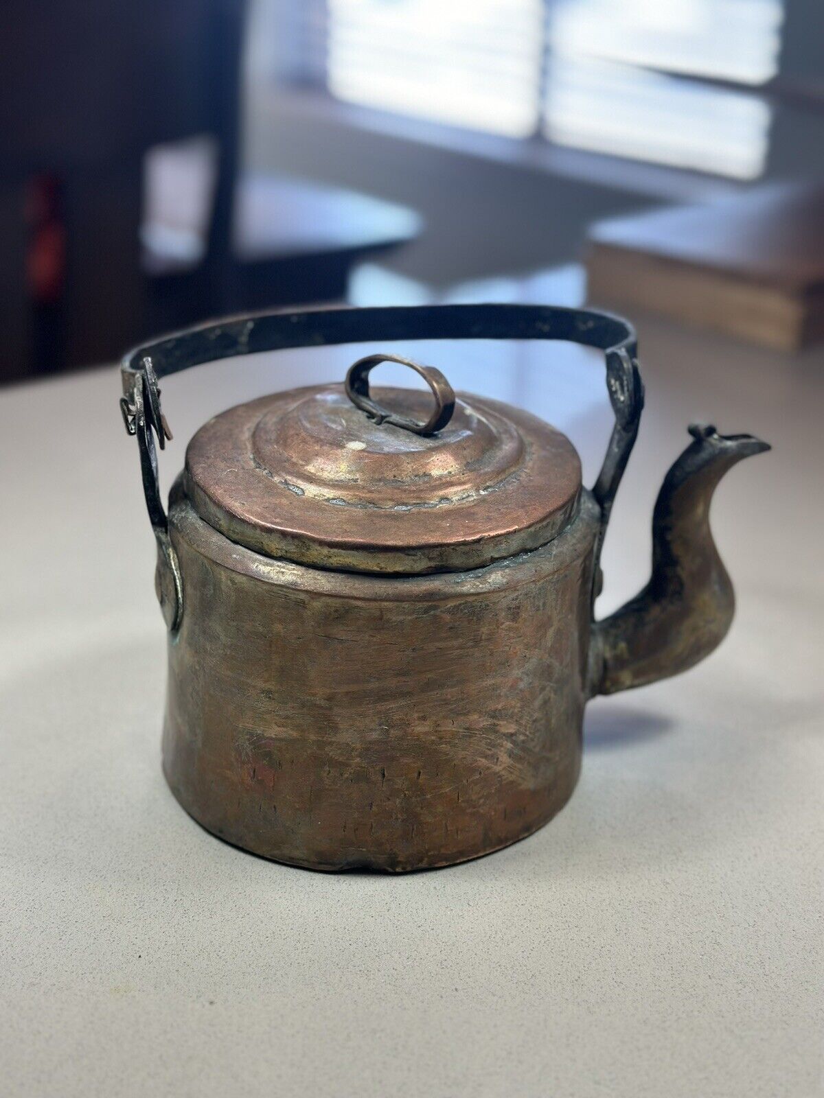 Antique Hand Hammered Copper Farmhouse Kettle Very Old