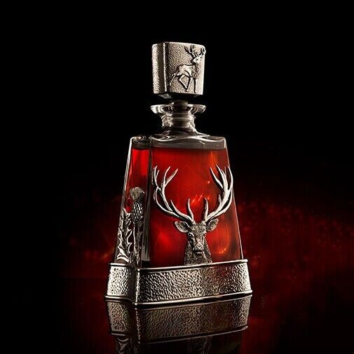 AE Williams Highland Stag Pewter and Glass Decanter A Taste of Scotland