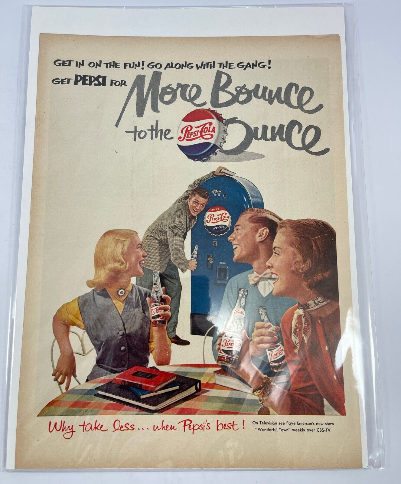 1950's Original Pepsi Cola Full Page Ad LIFE Magazine Faye Emerson Wonderful ...