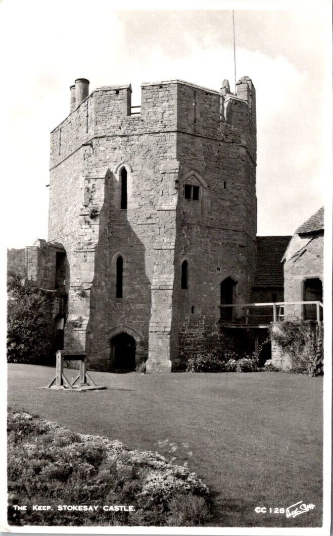 Vintage real photo postcard- THE KEEP STOKESAY CASTLE England unposted