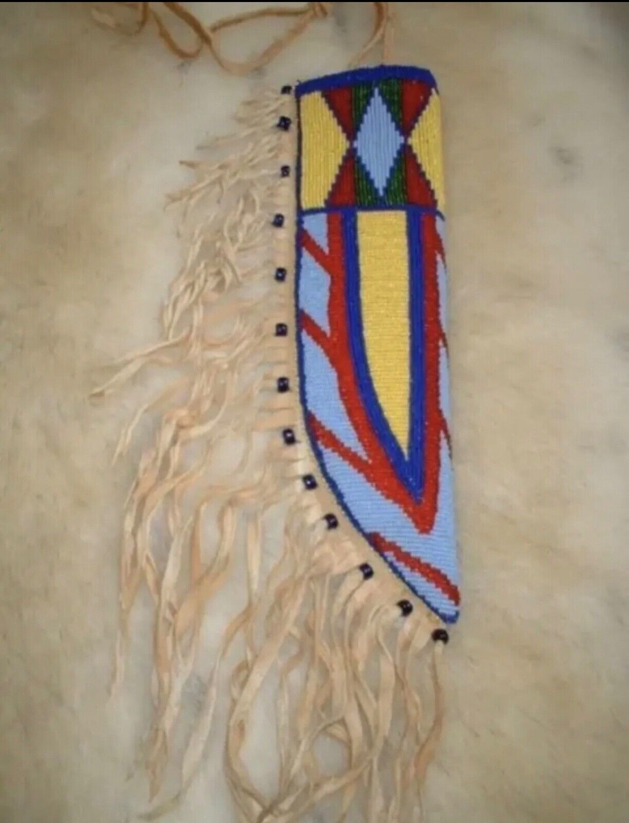 Sioux Lakota Design Handmade Beaded Knife Sheath 3 x 10 inches PKN20