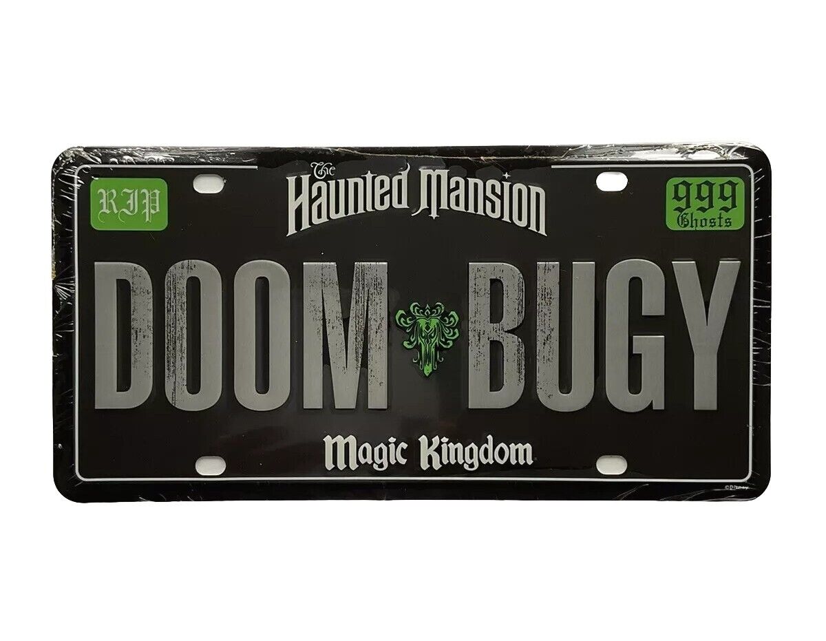 Disney The Haunted Mansion Magic Kingdom License Plate DOOM BUGY Embossed NEW