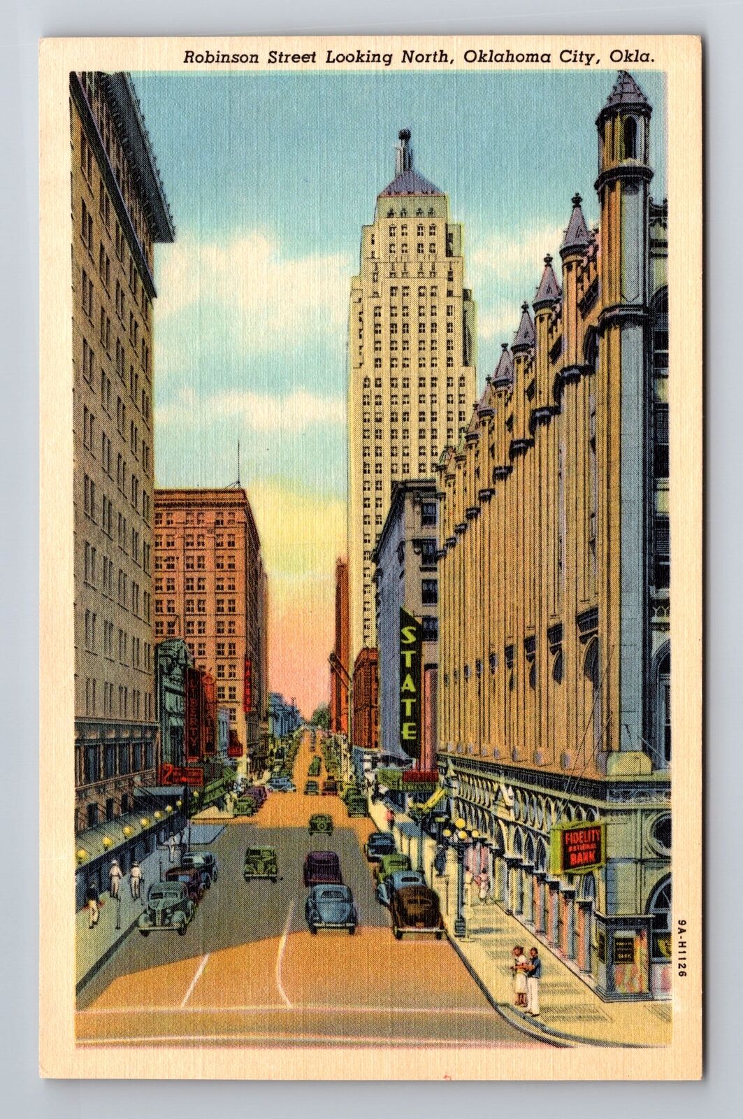 Oklahoma City OK- Oklahoma, Robinson Street, Advertisement, Vintage Postcard
