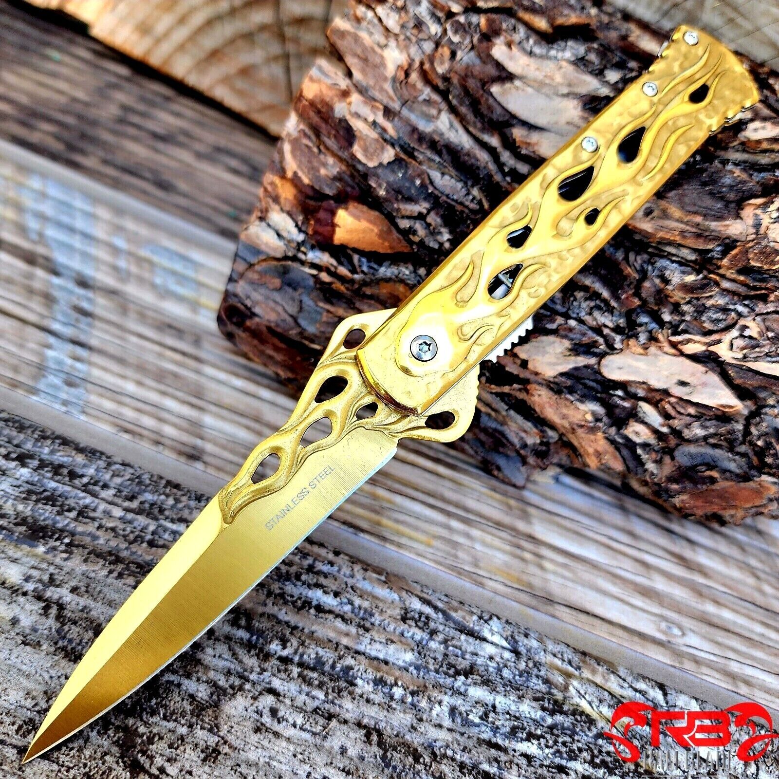 9” FLAME SPRING OPEN ASSISTED TACTICAL FOLDING OPEN POCKET KNIFE EDC Blade