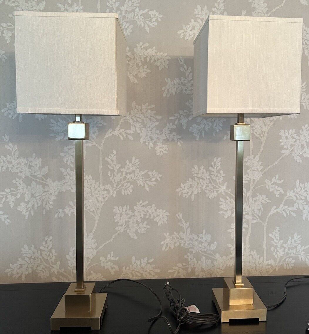 Chelsea House Forest Brushed Brass Gold Table Lamps Set Of 2 Buffet Dining Lamps