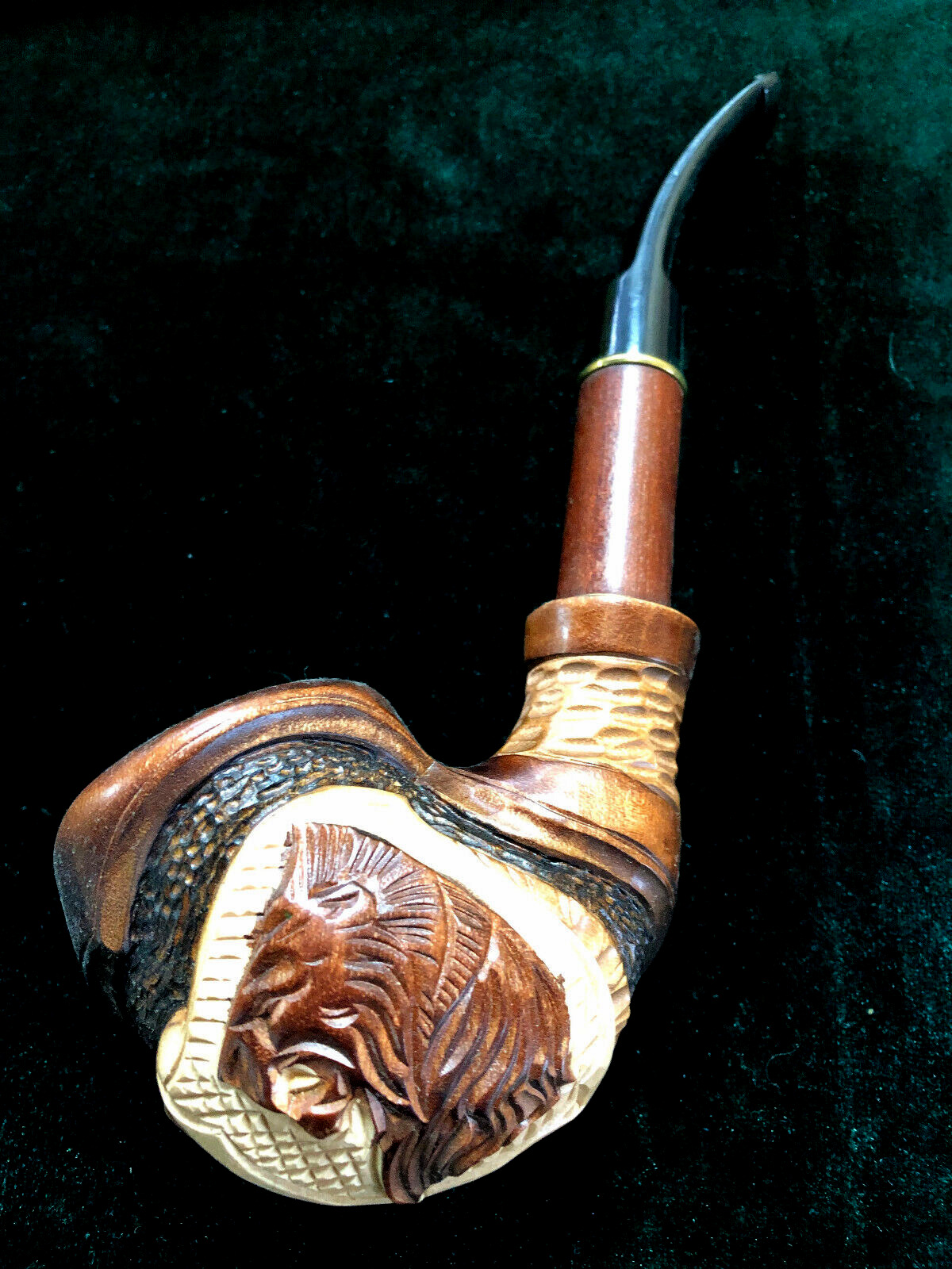 Wooden Tobacco Smoking Pipe - Handcrafted from solid wood - Tiger, Lion