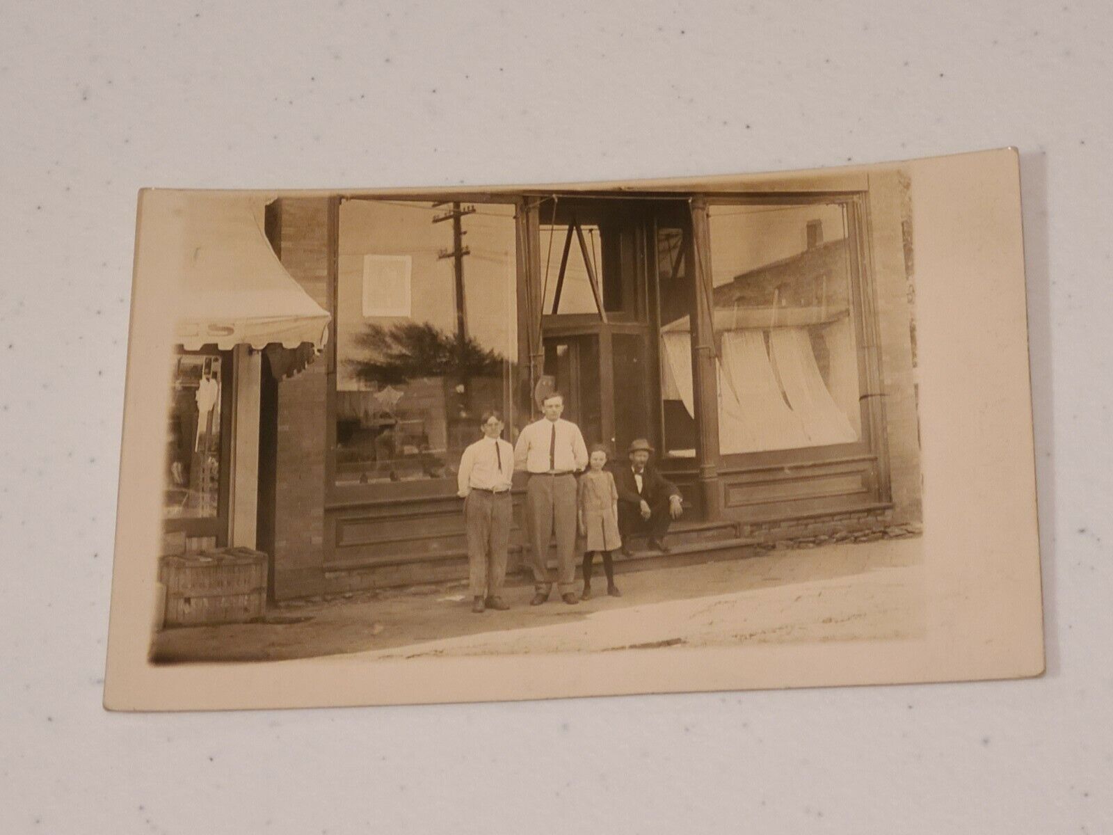 RPPC,  1912, Main Street, Iowa Store Front, Family,Real Picture Postcard