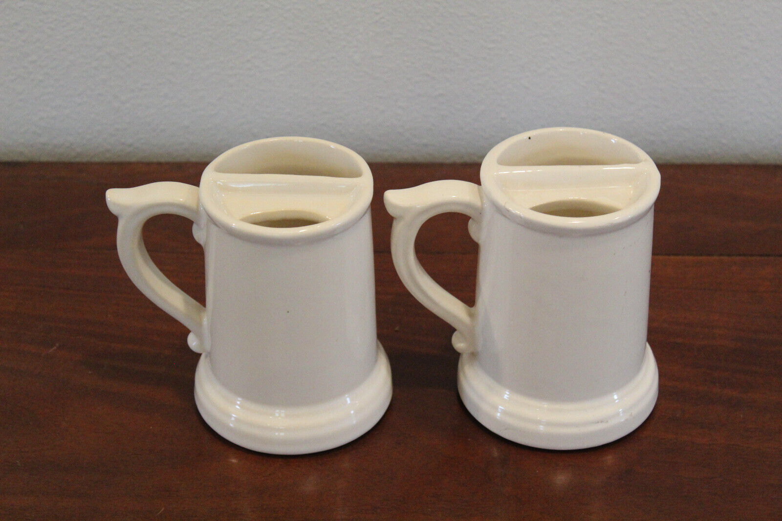 Vintage McCoy Left Handed Pottery Mustache Mugs 9129 White USA - Beer Steins