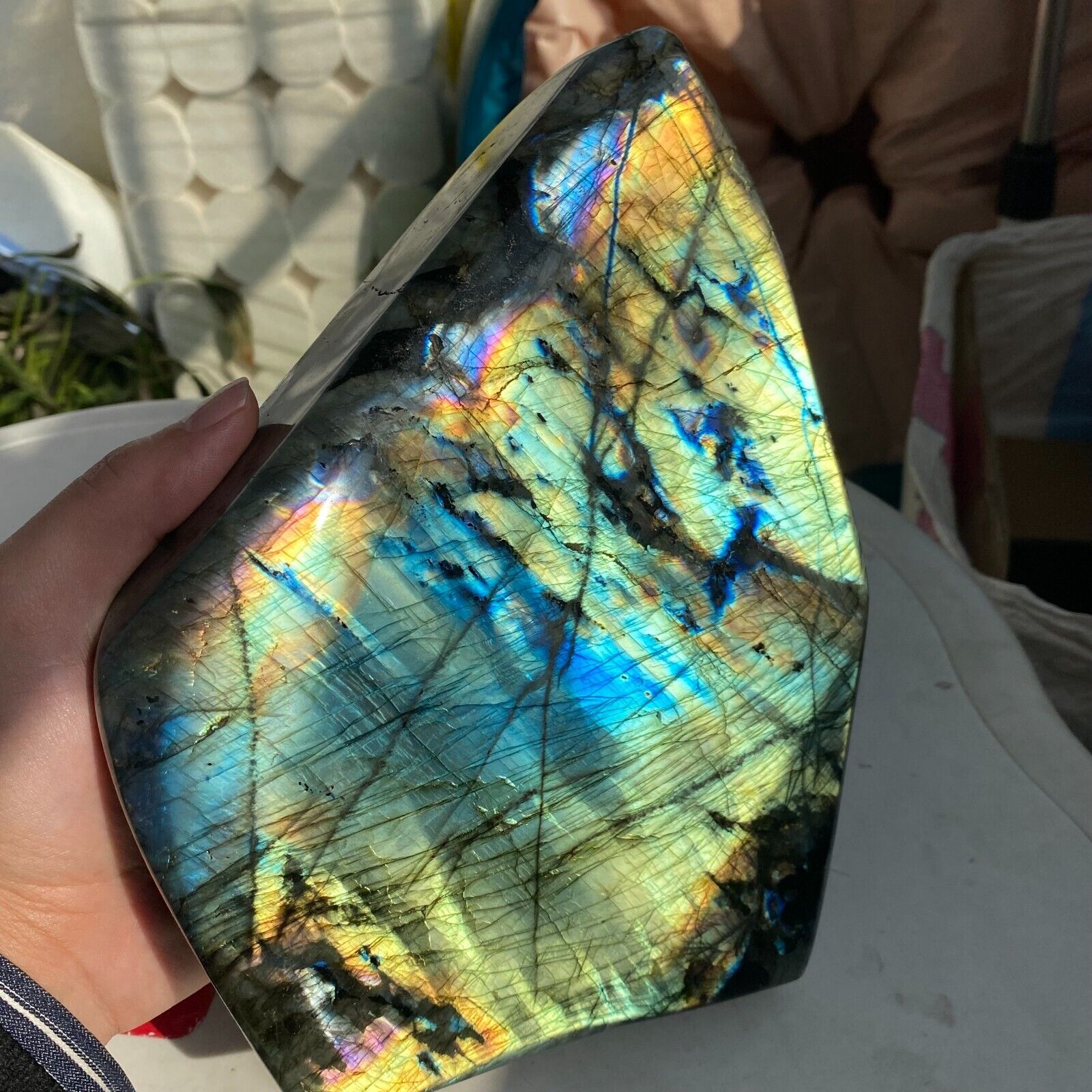 8.27LB Natural Gorgeous Labradorite Quartz Crystal Stone Specimen Healing X11