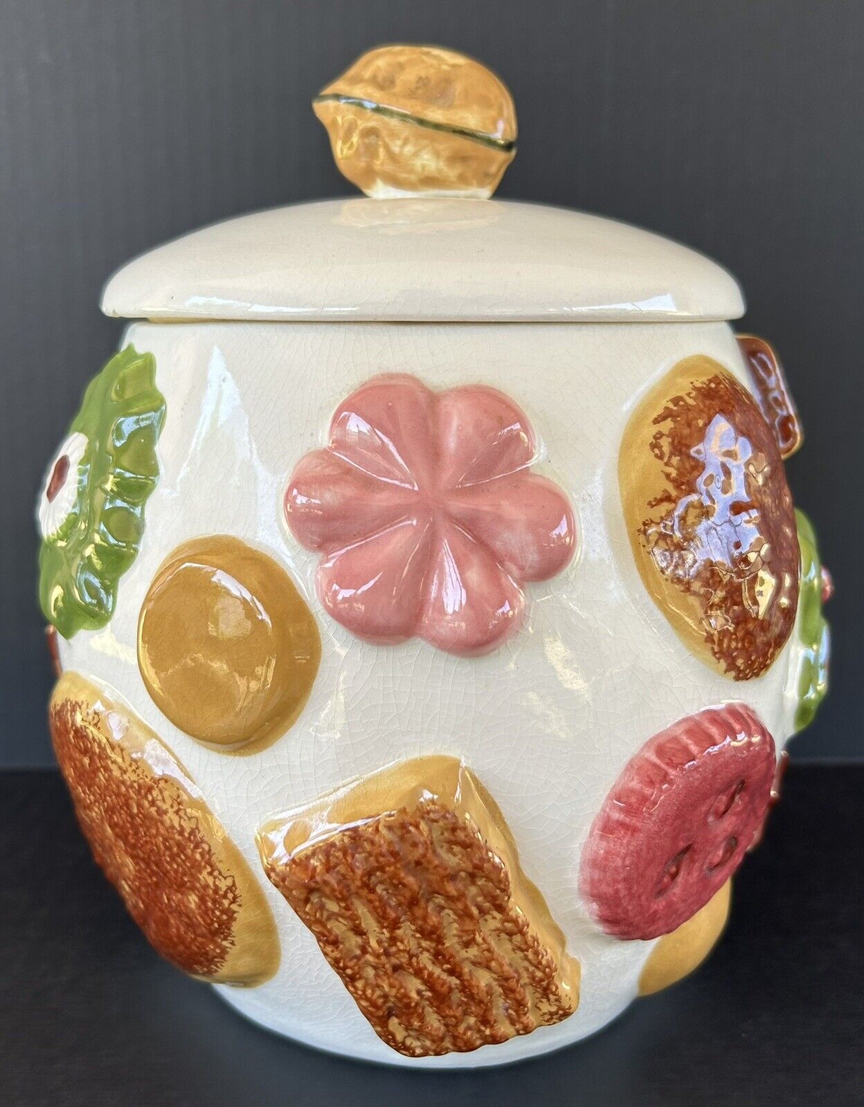 Vintage Cookie Jar 'Cookies All Over' Los Angeles Pottery 1950's Collectible