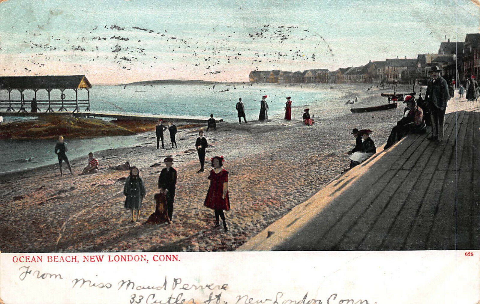 Ocean Beach, New London, Connecticut, Early Postcard, Used in 1906