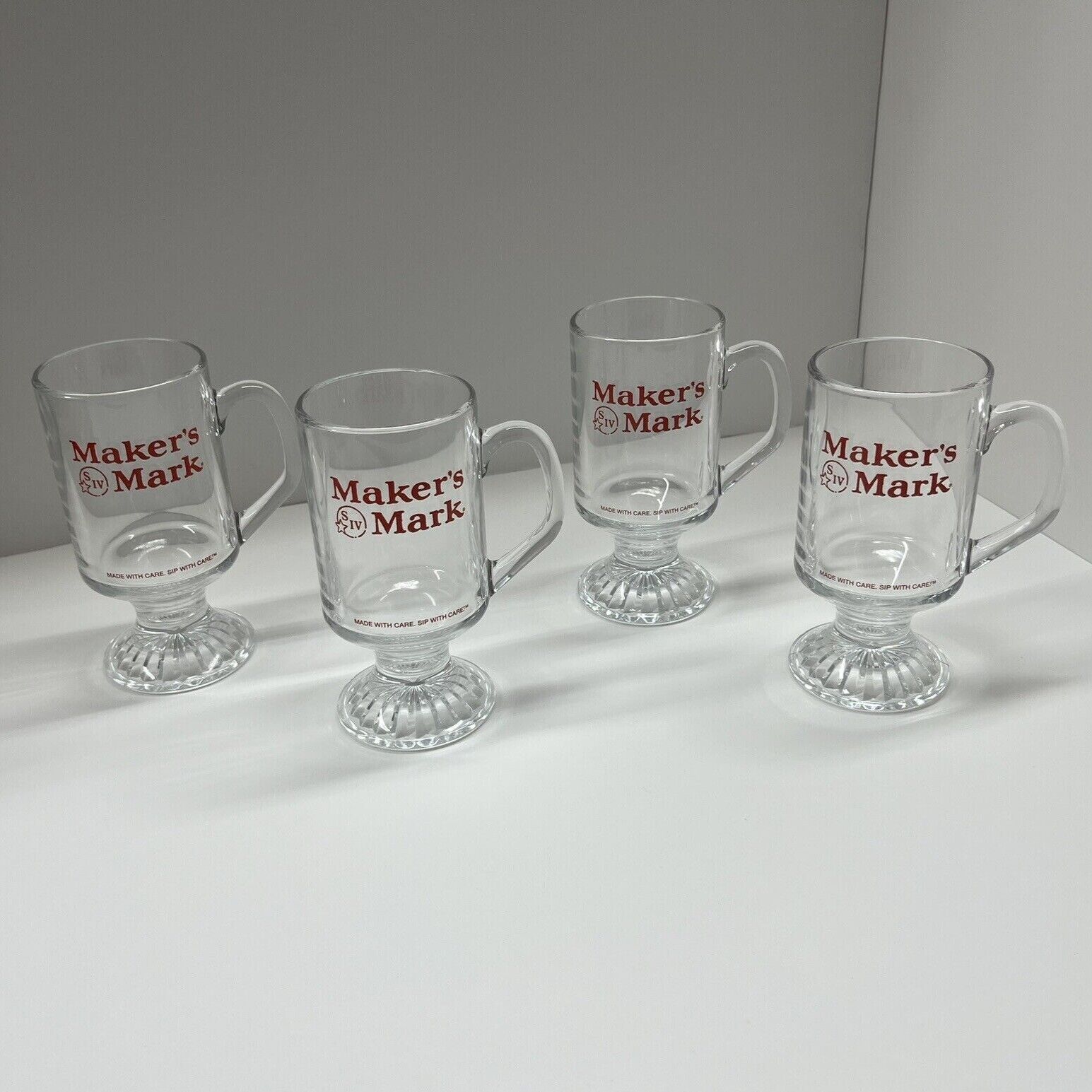 Maker’s Mark Irish Coffee Set of 4 Hot Toddy Glasses / Mugs Authentic Rare