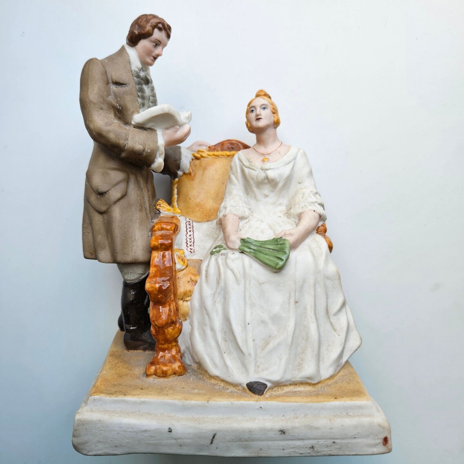 Vintage SOVIET Pushkin poem Russian porcelain figurine 1950s Eugene and Tatiana