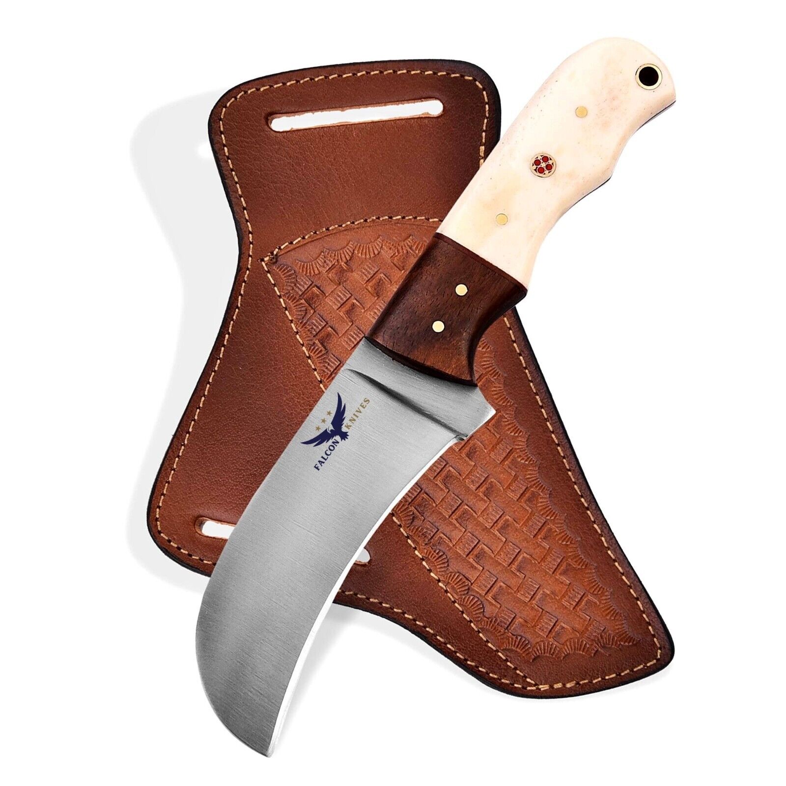 Handmade Lineman's Hawkbill Knife with Sheath, Fixed blade Electrician knife