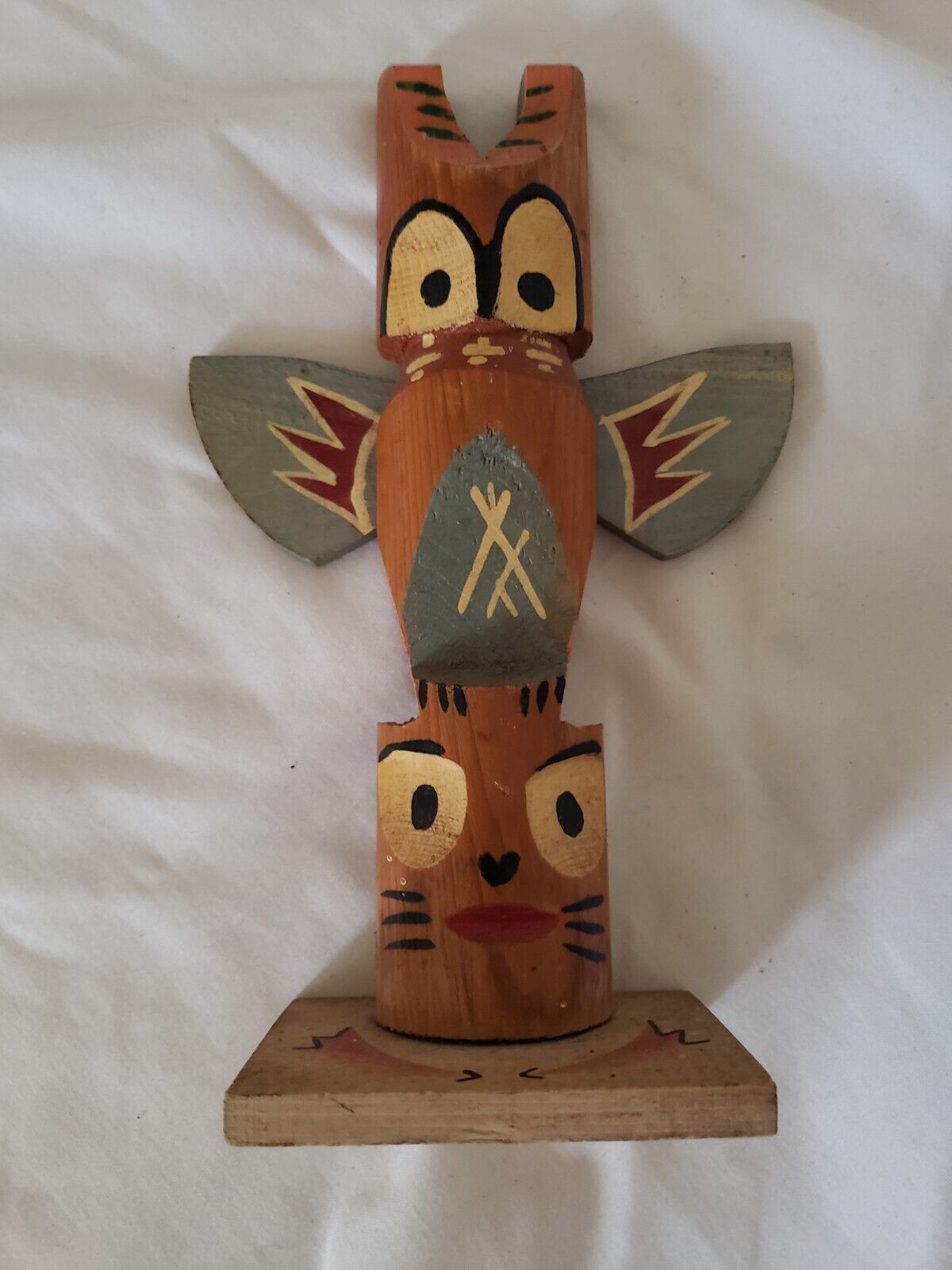 Vintage Wooden Totem Pole Native American Art