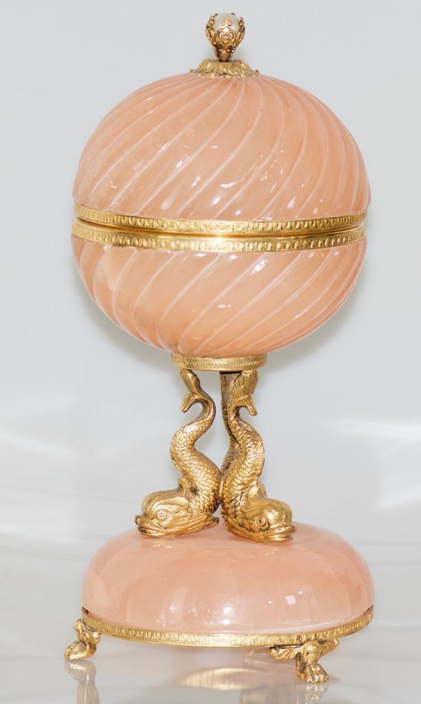 Antique Centrepiece Pink Crystal Glass Gilt Bronze c1880s