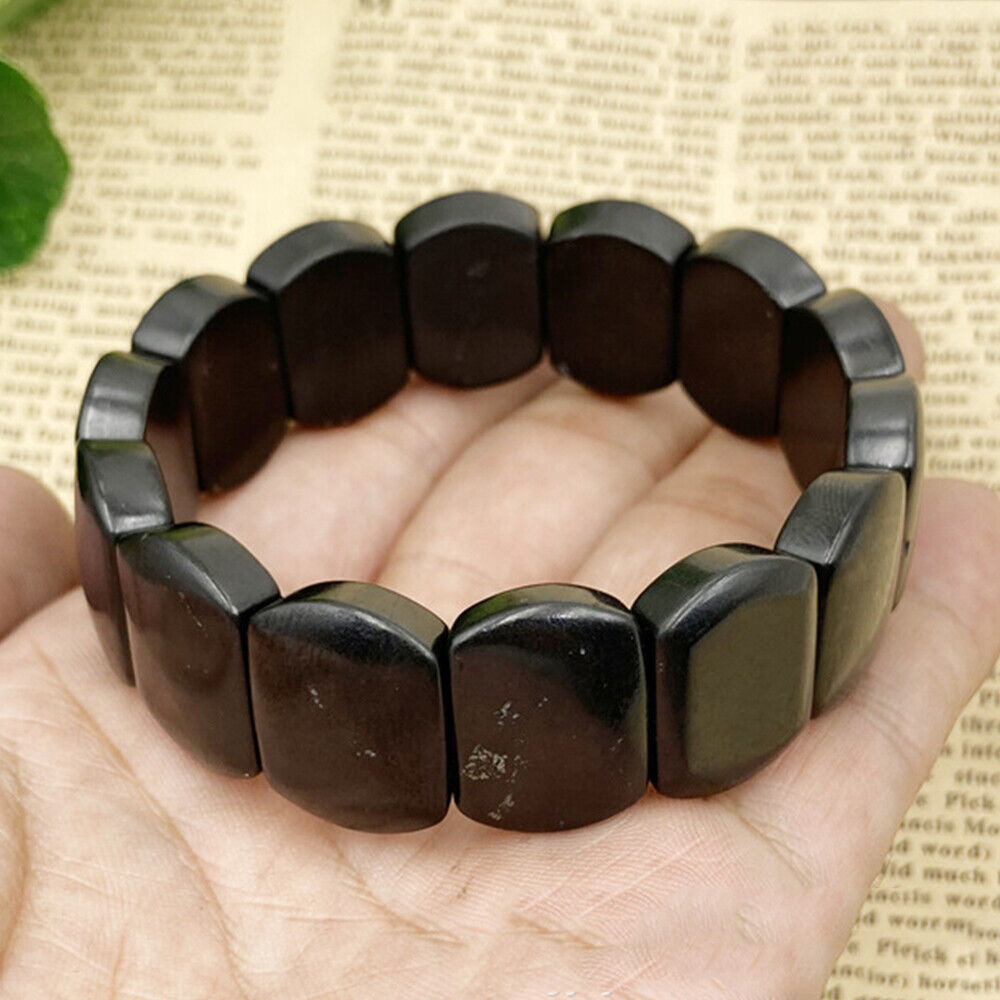 Shungite Bracelet Crystal Stone Oval Stretchy EMF Protection Reiki Healing Gift