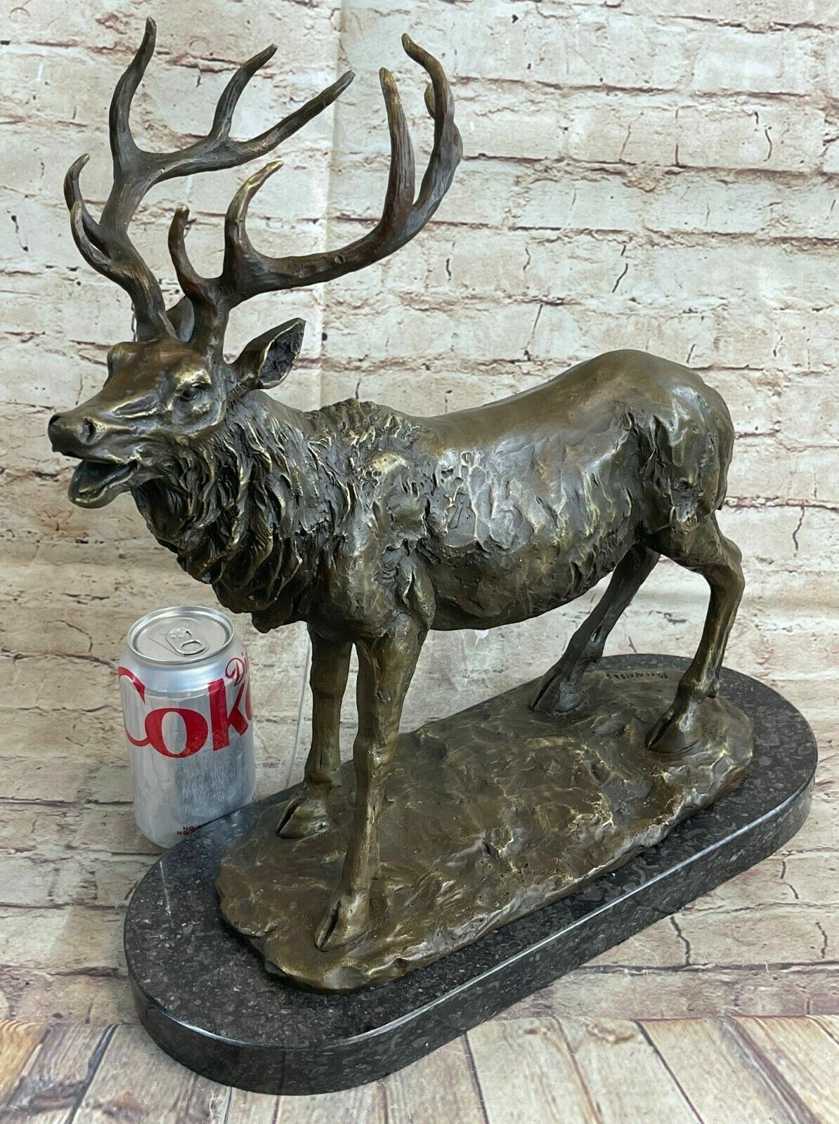 Bronze Marble Elk Deer Stag Hunter Wildlife Art Sculpture Statue Deco Gift decor