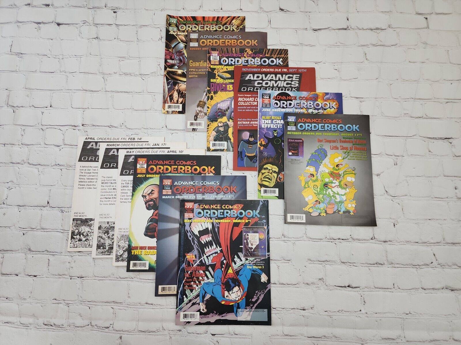 LOT of 12 - Advance Comics Orderbook 1994-1995