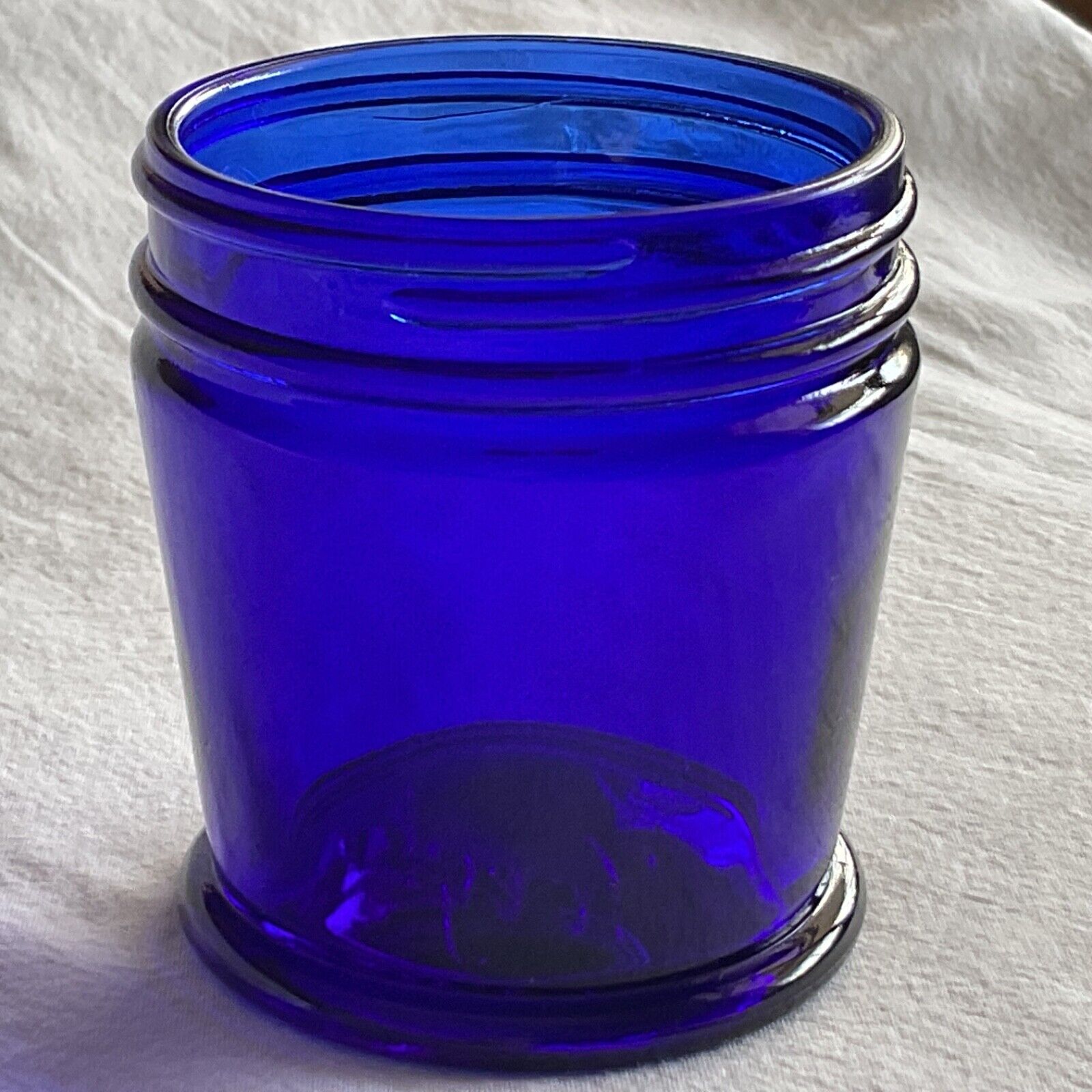 Noxzema Iceglo Cobalt Blue Barber Jar, NEVER CIRCULATED?, (No Lid)  *RARE