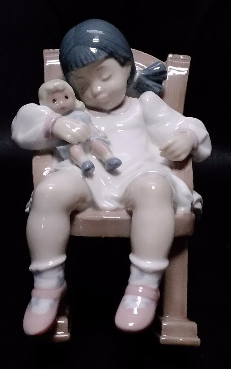 Lladro  #5448 Naptime Girl in Rocking Chair Figurine 
