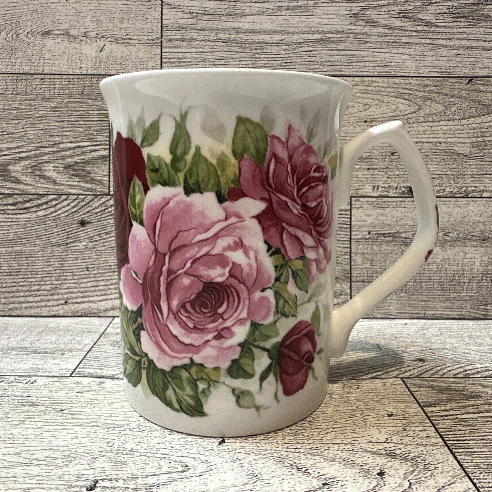 ROYALE GARDEN Bone China Staffs England 3.75x3” Coffee Mug Roses Vintage