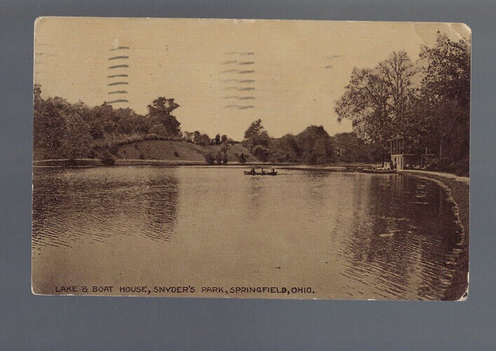 c.1910 Lake Boat House Snyder’s Park Springfield Ohio OH Postcard POSTED