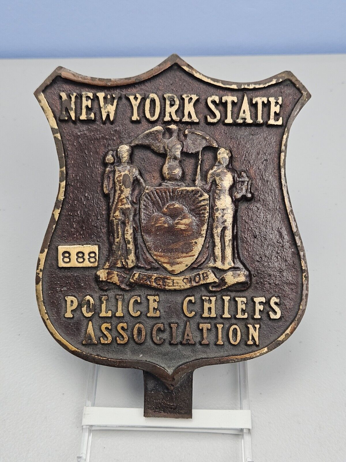 Vintage New York State Police Chiefs Association Original Bumper Shield Plaque
