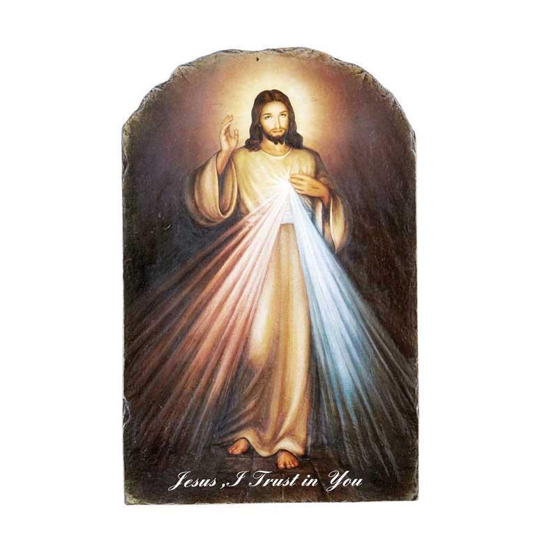 Divine Mercy Arched Tile Plaque with Stand Cateholic Church Supplies