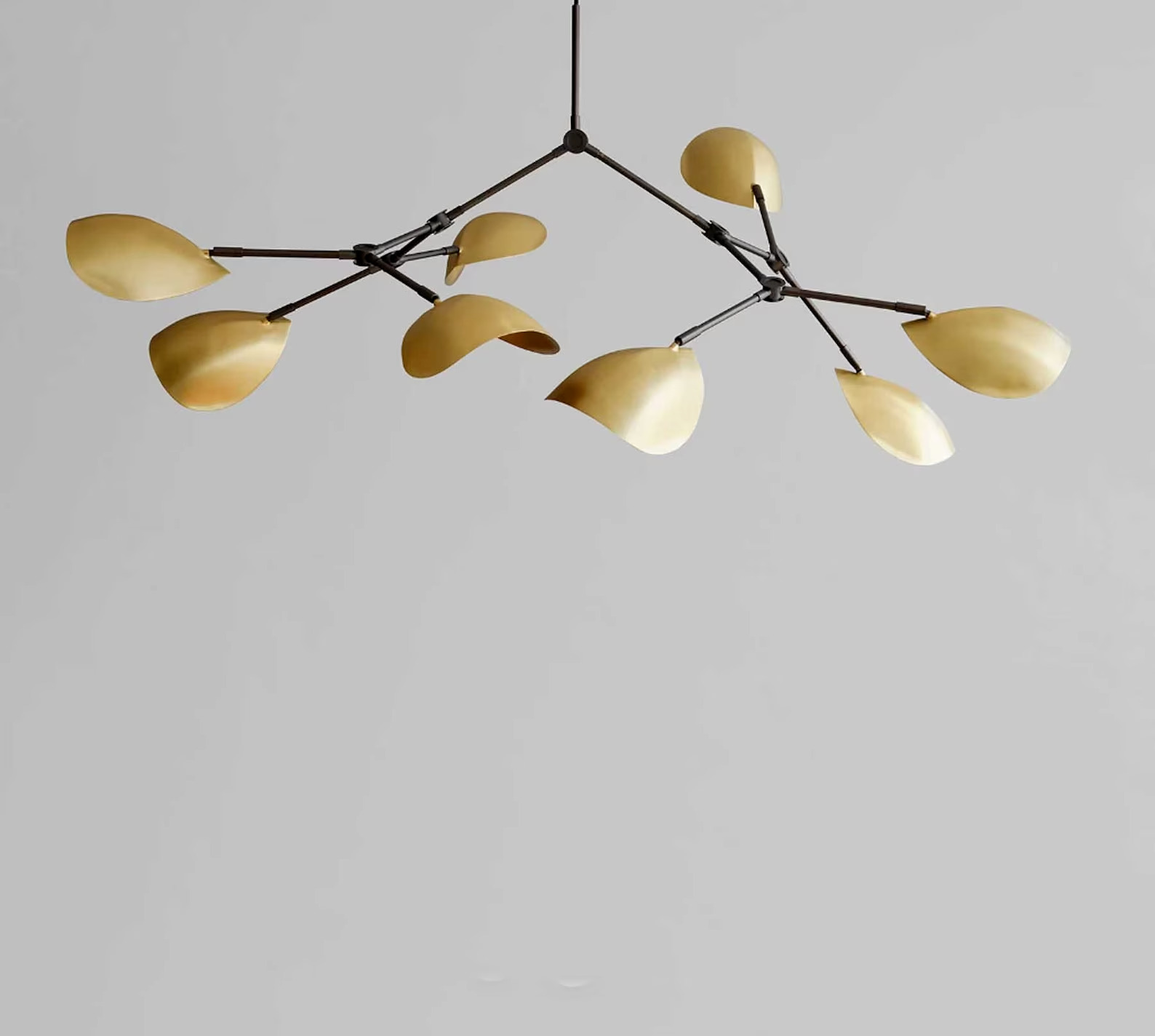 1950\'s Mid Century Brass 8 Arm Curved Disk Shade Branch Sputnik Italian Ceiling