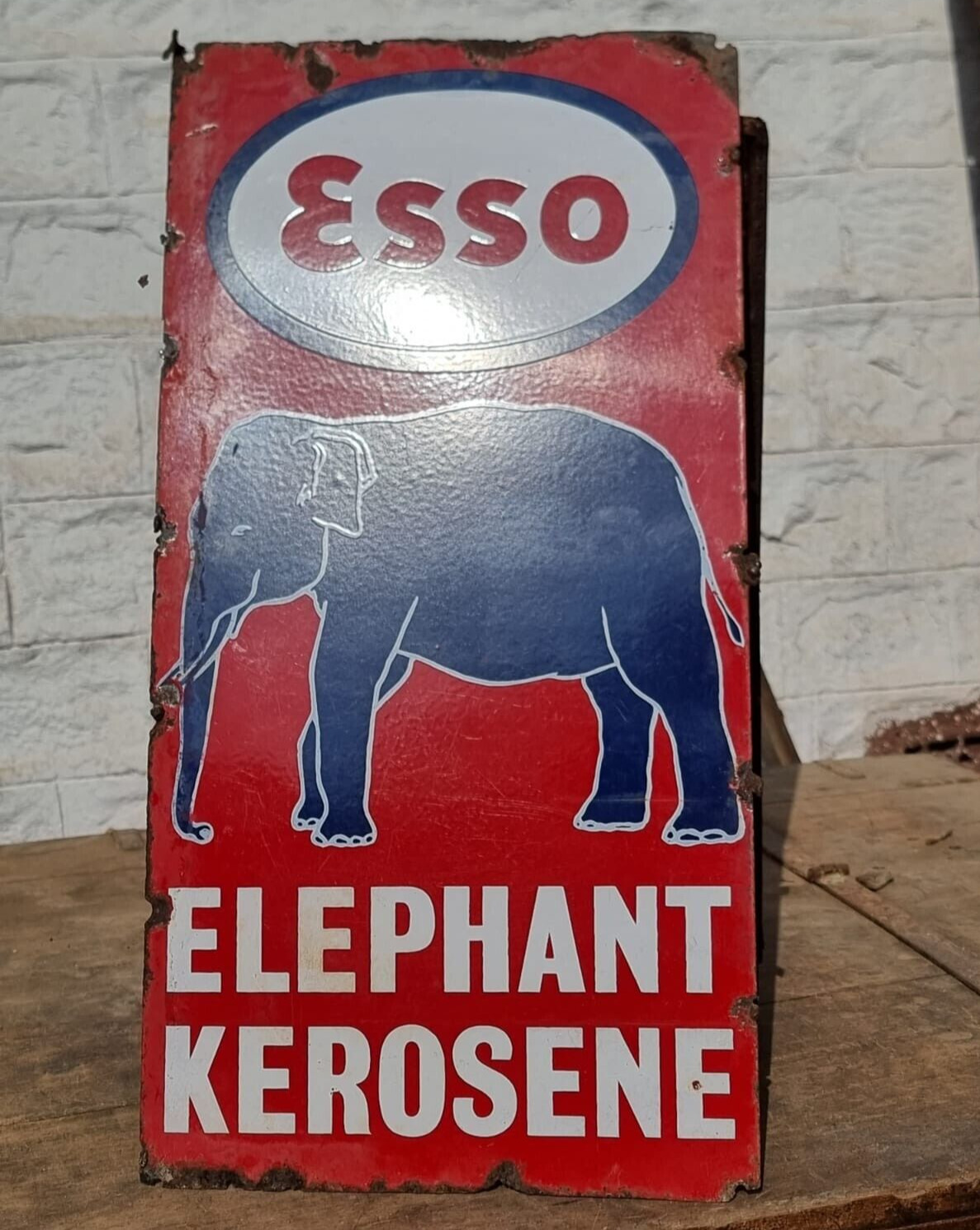 1930\'s Old Antique Vintage Rare ESSO Elephant Oil Porcelain Enamel Sign Board