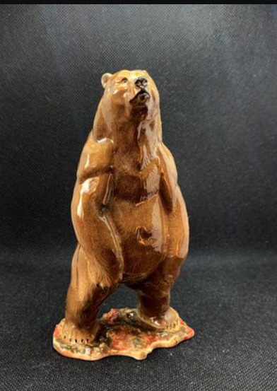 Brown Bear Shaped Vintage Porcelain Statue Rare Home Decor Creative Beautiful