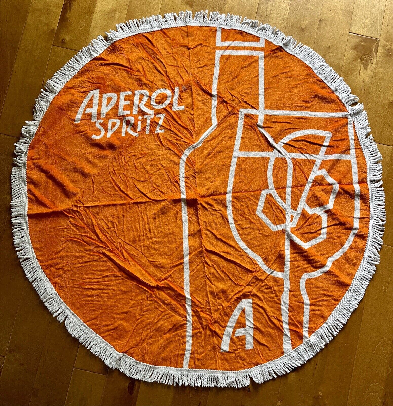 Aperol Spritz Round Orange Beach Towel With Fringe 100% Cotton (55 Inch) *NEW*
