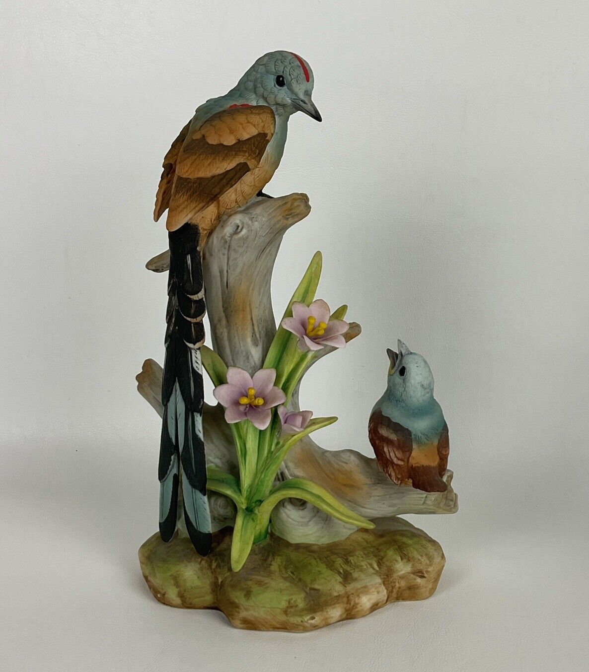 Vintage Ethan Allen Blue Birds Bird Lavender Flowers Figurine 3232