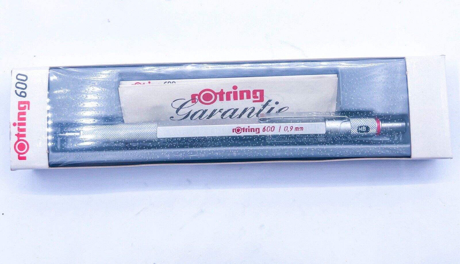 NOS Rotring 600 First Version Mechanical Pencil 0.9mm Knurled Grip Silver W Box