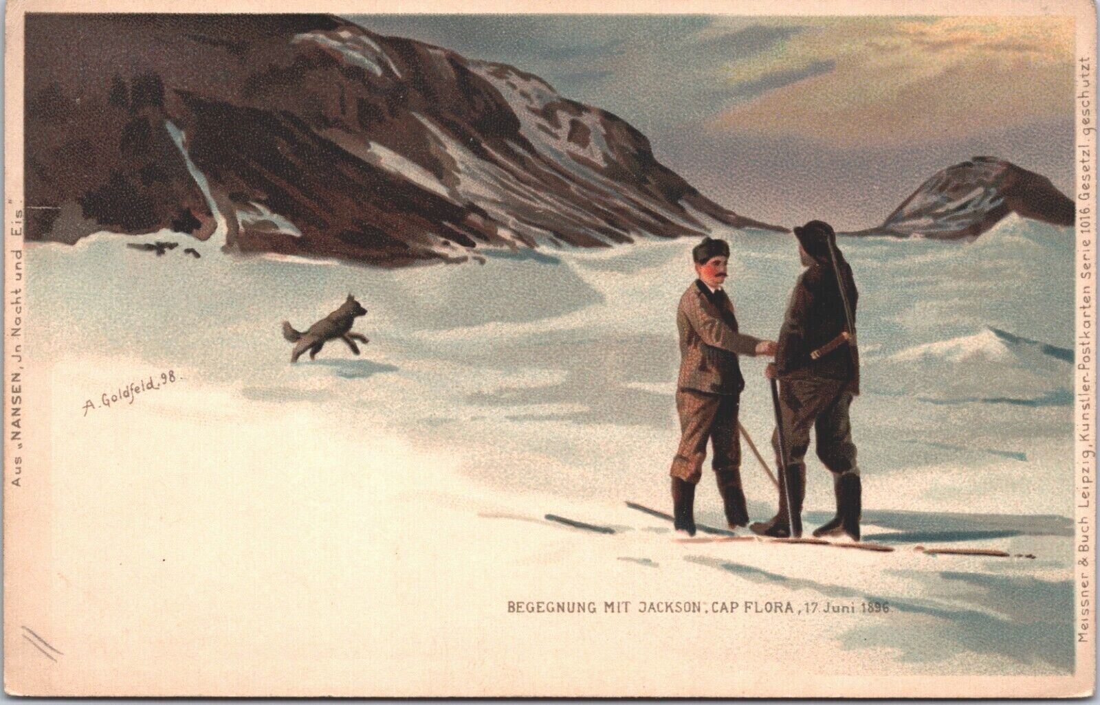 A. Goldfeld Arctic Expedition Nansen Johansen Polar 1896 Vintage Postcard 03.81