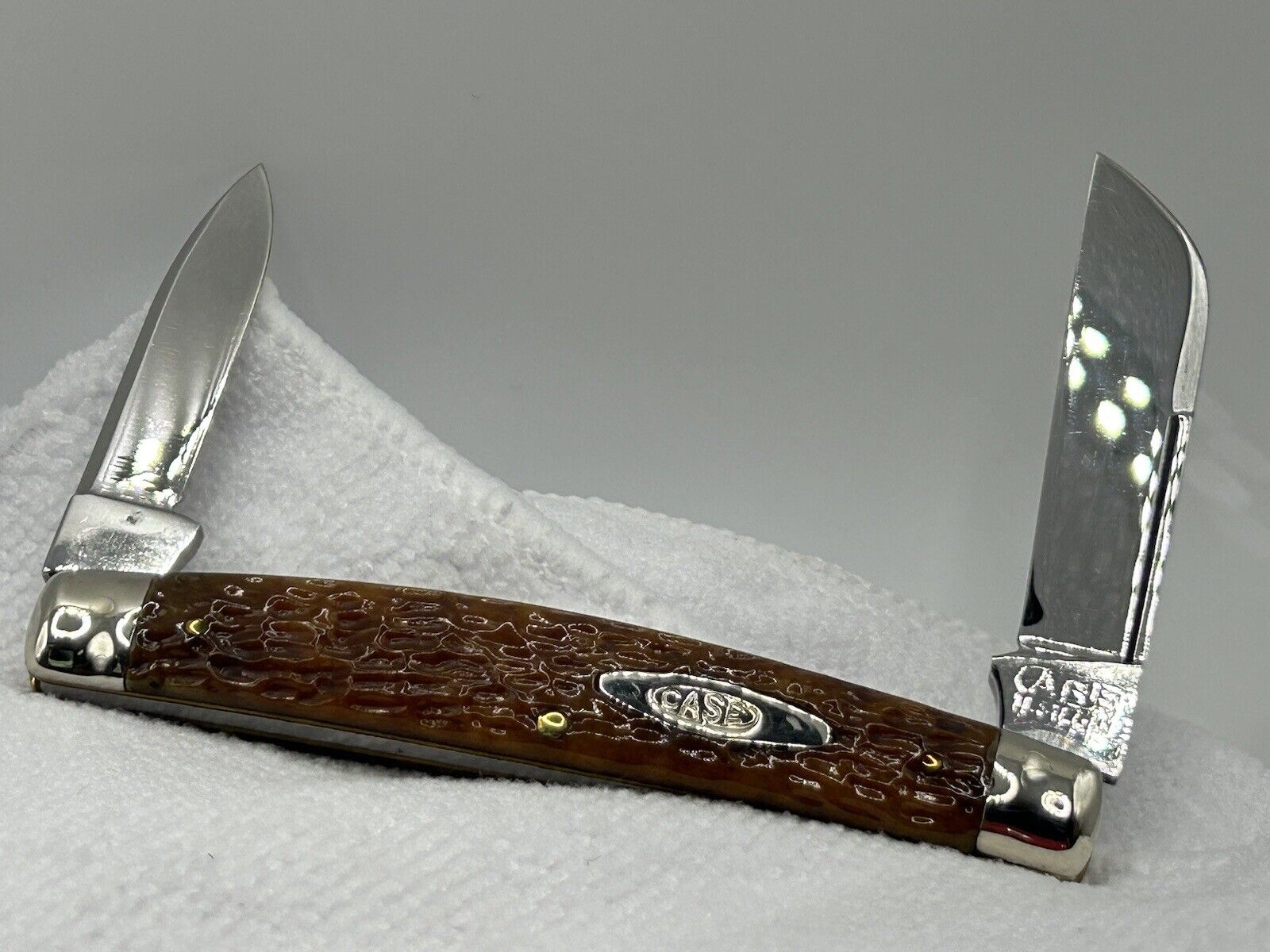 Case 6288 Tested 1920-1940 Vintage Green Bone Pocket Knife, Pinched Bolsters