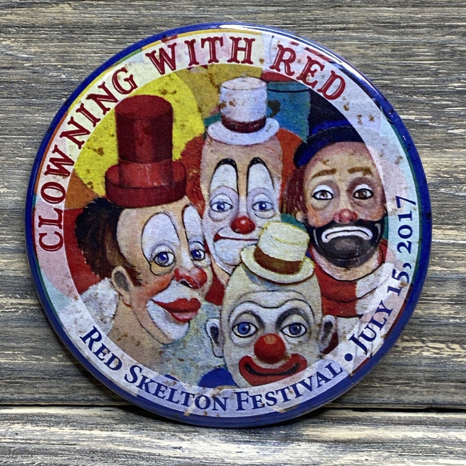 Red Skelton July 15, 2017 Clowning With Red Round Button Pin Clowns 3\
